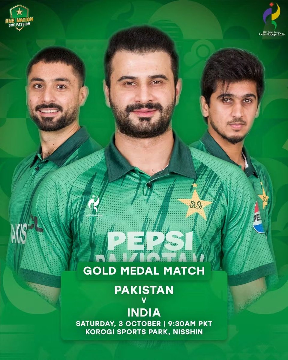 FavoriteBoy999's tweet photo. Gold Medal on the line! 🥇🔥
Pakistan 🇵🇰 vs India 🇮🇳

Let’s bring the Gold home, Green Shirts! 💚🏆

#PAKvIND #AsianGames https://t.co/7zZR3fAmJL