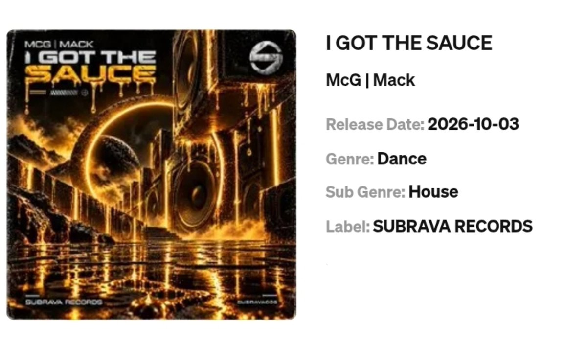 Mcgonigle1967's tweet photo. I GOT THE SAUCE - MCG | MACK 🎶

DROPPING ON ALL MAJOR STREAMING PLATFORMS TONIGHT 

LISTEN NOW ON #SOUNDCLOUD 
https://t.co/TNxlNpsLsj

#STREAMINGNOW #NEWMUSIC #HOUSEMUSIC https://t.co/fTtyruEbZ5