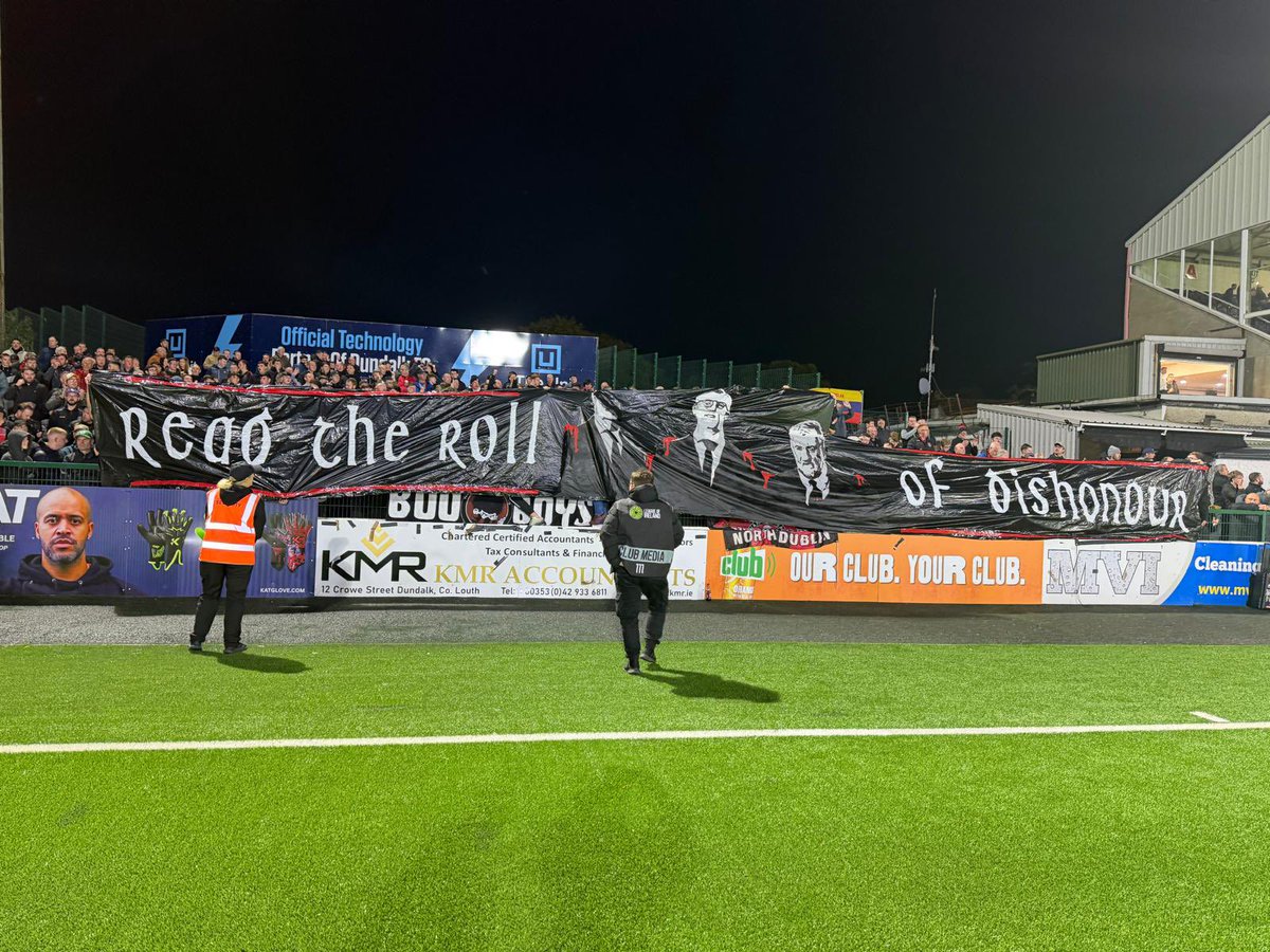 Sport4Palestine's tweet photo. Fans at Bohs v Dundalk FC in Oriel Park this evening had a message for the @FAIreland #FAIdishonourable https://t.co/synCnifFbn