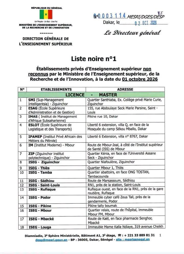 dp_soi61427's tweet photo. Enseignement supérieur : le ministère publie une « liste noire » d'établissements privés non reconnus https://t.co/m5sfGFeSKJ