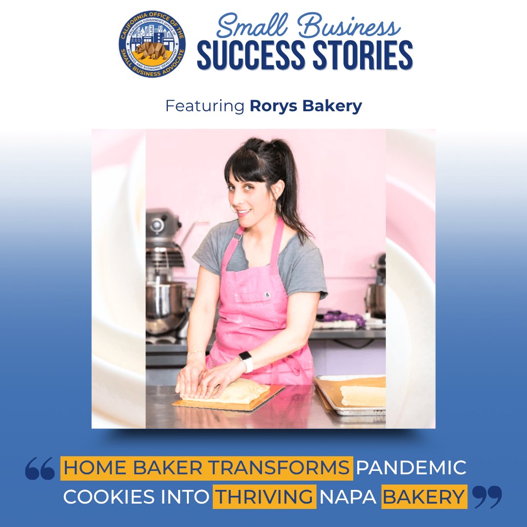 CaliforniaOSBA's tweet photo. 🍪 #SmallBusinessSuccessStory: Rory Kandel turned pandemic baking into Rory’s Bakehouse, a thriving Napa bakery! With support from Solano-Napa SBDC, she grew sales by $147K, secured $100K in seed funding, and expanded her team. 🌟

🔗 https://t.co/aMQZGm9nkb

#CAForSmallBiz https://t.co/ZRRYron5UB