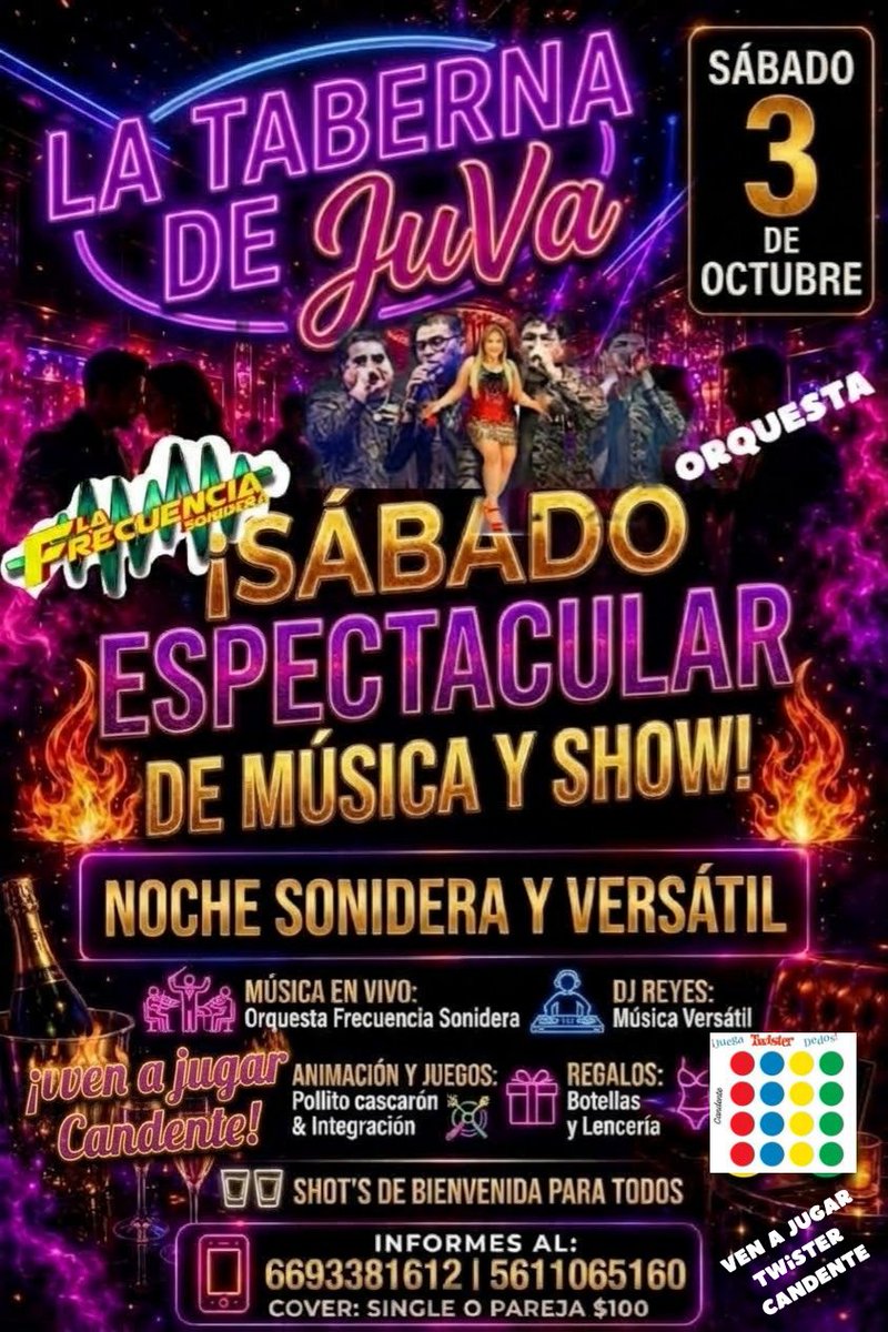 TheCrazySwJuva1's tweet photo. *Los esperamos este Sábado 3 de Octubre en La Taberna de JuVa No te lo puedes Perder estará 🥵🔥 Ven a Jugar Twister Candente a cargo de Pollito Reserva Ubicados en Neza Av San angel 274 col Vicente villada* https://t.co/AySnX1r2VX
