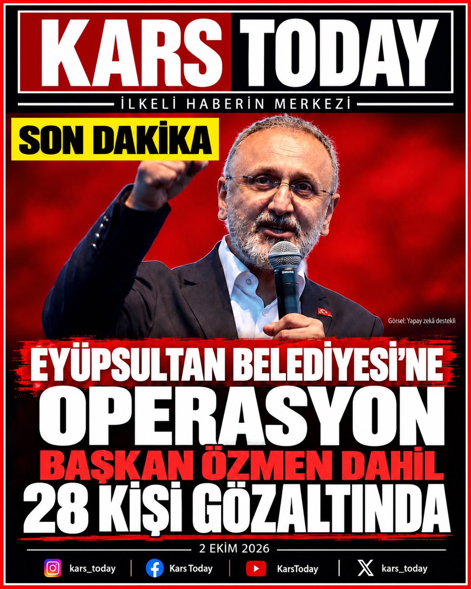 kars_today's tweet photo. EYÜPSULTAN BELEDİYESİ’NE OPERASYON: BAŞKAN ÖZMEN DAHİL 28 KİŞİ GÖZALTINA ALINDI

Kars Today | Son Dakika 

Ankara Cumhuriyet Başsavcılığının yürüttüğü soruşturma kapsamında, Eyüpsultan Belediye Başkanı Mithat Bülent Özmen’in de aralarında bulunduğu 28 kişi gözaltına alındı. Ankara Emniyet Müdürlüğü Mali Suçlarla Mücadele Şubesi ekiplerinin düzenlediği eş zamanlı operasyonlarda, hakkında gözaltı kararı verilen şüphelilerin tamamının yakalandığı bildirildi. (https://t.co/0OHmkvM0zn⁠)

Anadolu Ajansının adli kaynaklara dayandırdığı habere göre soruşturmada, örgüt üyeliği, rüşvet alma ve verme ile ihaleye fesat karıştırma iddiaları inceleniyor. Bu suçlamalar, soruşturma kapsamındaki iddiaları ifade ediyor. (https://t.co/0OHmkvM0zn⁠)

Gözaltına alınanların 23’ünün kamu görevlisi olduğu, operasyon kapsamında Eyüpsultan Belediyesi hizmet binasında da arama yapıldığı aktarıldı. (https://t.co/G4zvx0yQ1k⁠)

Gözaltı işlemi, tutuklama veya suçun kesinleştiği anlamına gelmiyor. Haberde adı geçen kişiler hakkında suçluluk hükmü kurulmadan, soruşturmanın gelişmeleri ve tarafların açıklamaları esas alınmalıdır.

Kars Today — İlkeli Haberin Merkezi

#kars_today #Eyüpsultan #MithatBülentÖzmen #Gözaltı #Soruşturma #Gündem
