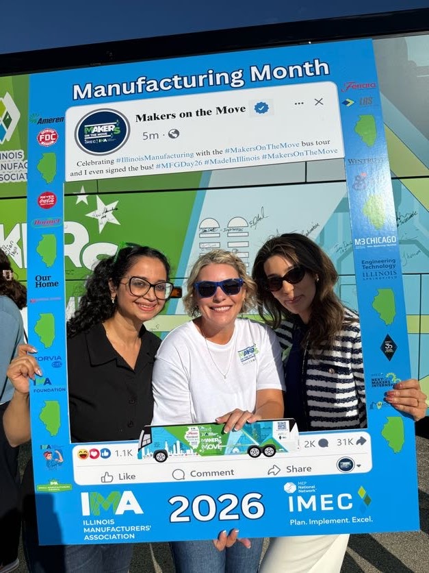 IMA_Today's tweet photo. Our 4th stop of Day 1 brought #MakersOnTheMove to Inprentus Inc. in Champaign! We got an inside look at their precision manufacturing of advanced diffraction gratings and optics used in cutting-edge scientific research and technology.
Now to happy hour! #MFGDay26 #MadeInIllinois https://t.co/q2hsuYP7NL
