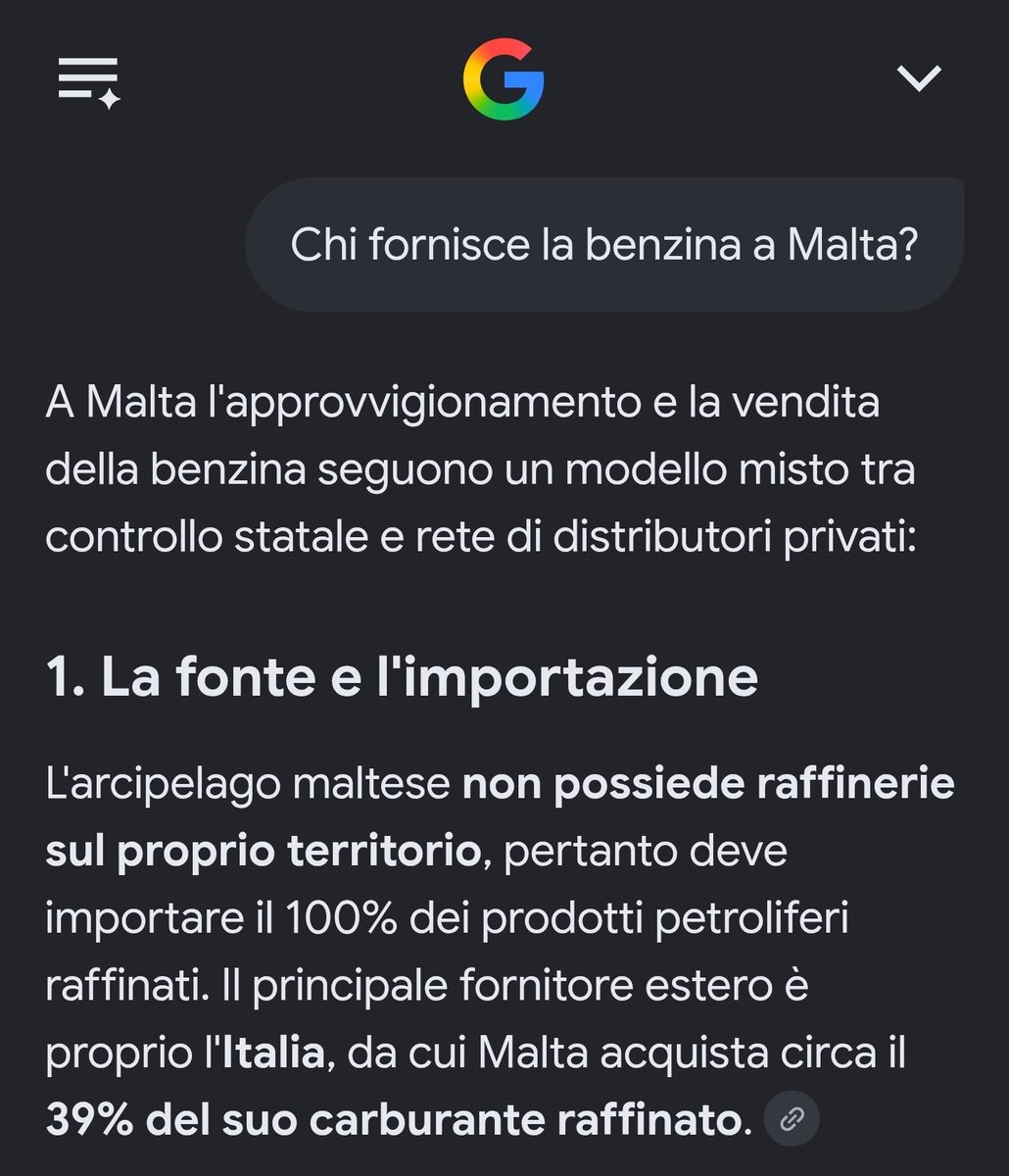 CLAUDIODD5's tweet photo. Quanto costa la benzina a Malta?
Benzina €.1.34 al L.
Gasolio  €.1.21  al L. 

Chi fornisce il carburante a Malta?
L'ITALIA 

"QUALCOSA NON TORNA" https://t.co/nm1tuGw969