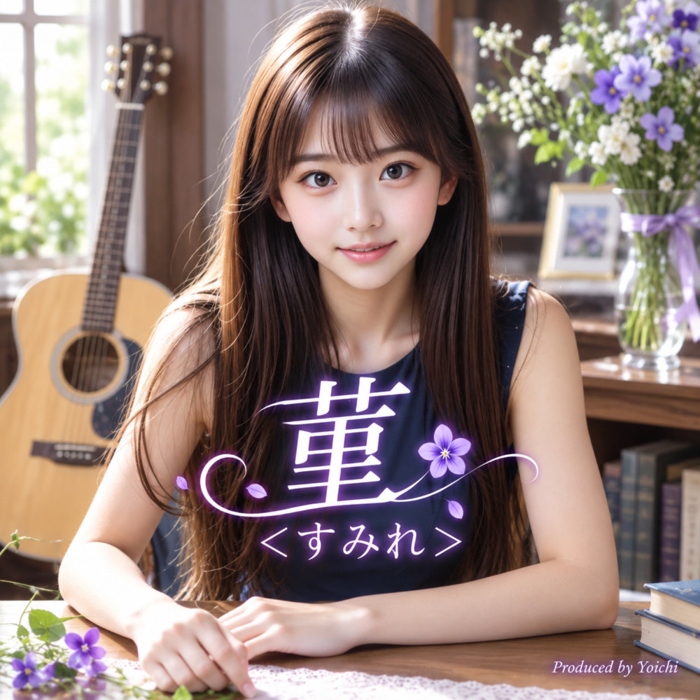 yoichitaka57016's tweet photo. 「新曲をリリース！」シリーズ：   

アーティスト名：菫 ＜すみれ＞（バーチャル シンガーソングライター）   

曲名：あなたに追いつくスピードで  

※３枚の画像のうち、中央または右側（歌詞提示版）の 画像をクリックして頂くと曲が流れます。 https://t.co/kmYs3Aw4A1