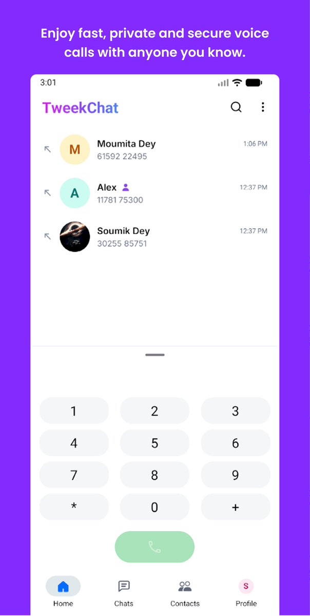 SoumikBuilds's tweet photo. Hey everyone, I am Soumik and have you every wanted to chat or call your friends without the need of any phone number.

So, I built TweekChat a End-to-end encrypted email-based cloud messaging app, which just uses your email and internet connection to provide you high quality & secure communication services like messaging and calls - without the need of a phone number.

TweekChat is available on Google Play Store, but I will be launching it on other platforms too.
Link - https://t.co/Xh0FKX00tl

You can also visit our website https://t.co/yBxLPLrLfe, please share TweekChat with your friends. Your feedback and review will mean a lot to me ❤️