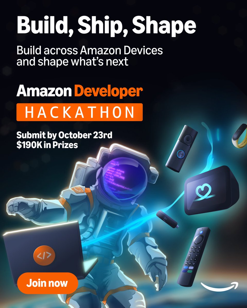 AmazonAppDev's tweet photo. Hackathon builders: bring your questions to office hours. 🛠️

Live with our developer evangelists. Get unstuck, sharpen your submission before the Oct 23 deadline.

Oct 6, 12:30 PM CT ➡️ https://t.co/u1Woi91dGP
Oct 19, 11:00 AM CT ➡️ https://t.co/pdoCyFB5uq https://t.co/mgYcXIcuBn