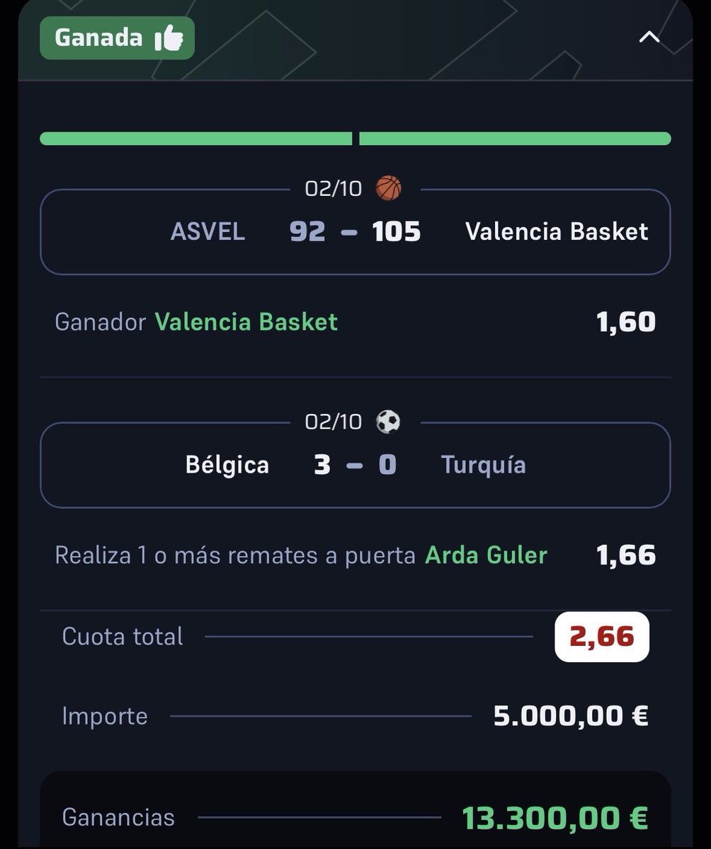 RJ_ANALYTICS's tweet photo. QUE LOCURA SEÑORES,
5K EN JUEGO EN UNA COUTA 2,66 Y NOS SALE VERDE MUY FÁCIL
AQUÍ ES DONDE SE DEMUESTRA QUIÉNES SON LOS REYES Y EN ESTE CASO SOMOS NOSOTROS✅

👉🏽 https://t.co/HJ4LPo1lSk https://t.co/Jpy77v6YZf