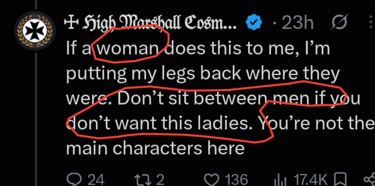 KaoppiMee's tweet photo. @Cynaris @cosmic_oro @marianotkidding So... Proves my point that you didn't read the comment. Well here it is. Not everyone is comfy with crossing their legs and the fact that you totally brushed over this comment where he makes it specifically about a gender... And what should be normalized is having equal space btw https://t.co/syPjc5oGot