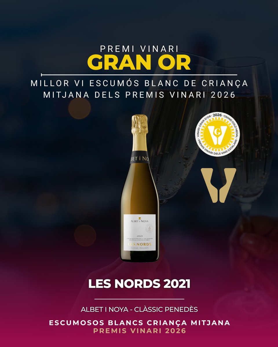 PremisVinari's tweet photo. 🥁🍾 Seguim amb més premis!

🔶  Vinari Gran Or al Millor Escumós Blanc Criança Mitjana: LES NORDS 2021 (Clàssic Penedès), d'@AlbetiNoya.

🔶  Vinari Gran Or al Millor Escumós Blanc Criança Llarga: GUILERA CENTENARI 2005 (@DO_Cava), de Cava Guilera.

👉🏽 Lliura els premis @salvadorcot, Director dels Premis Vinari.

#Vinari26