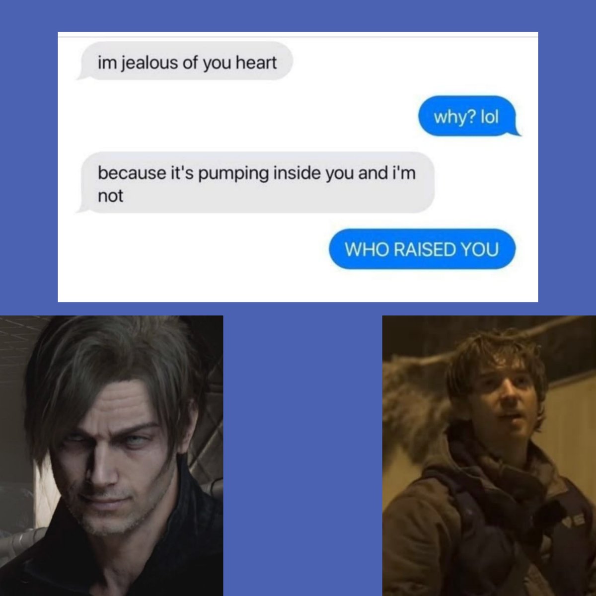 MOOFF1NN's tweet photo. Chats #bryeon 'cause i'm boring 🥺

#ResidentEvilㅤ  #bryan #leonkennedy https://t.co/MMKbuQJQig