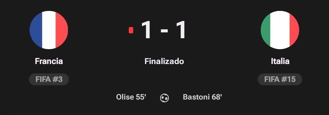 jonxm17's tweet photo. Empate de Italia y Francia

PARTIDAZO, un partido muy entretenido con muchas oportunidades, Golazo de Olise, Donarumma se hizo un Partidazo tapando todo, Realmente un partido muy bueno de Italia, a ambos les falta mejorar muchísimo https://t.co/hiiSm9pjjL