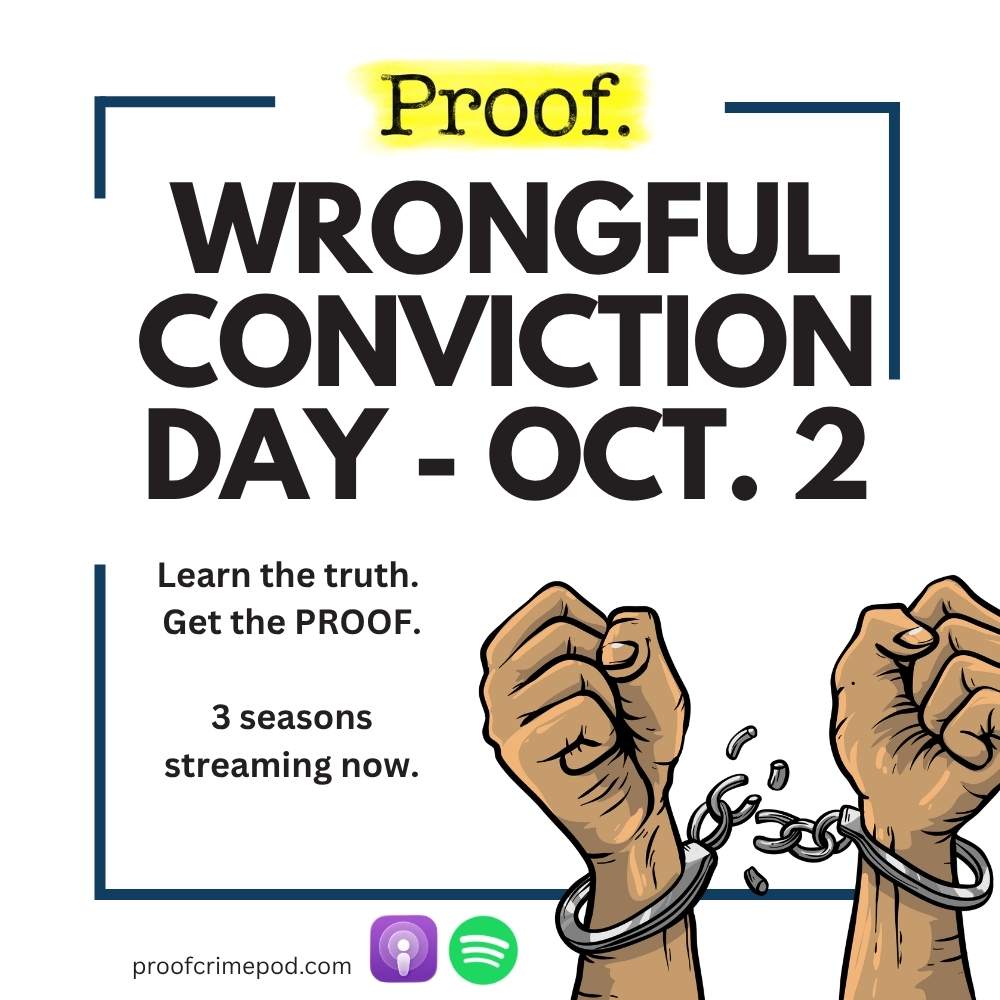 proofcrimepod's tweet photo. We don't celebrate Wrongful Conviction Day. We observe it. We participate in it. We are thankful for Jeff, Lee, Josh and Scott. We wait for Jake & others to be released. Spread the word about PROOF today to help us keep up the fight. #wrongfulconvictionday #truecrime #innocence https://t.co/Xm2oysQHfA