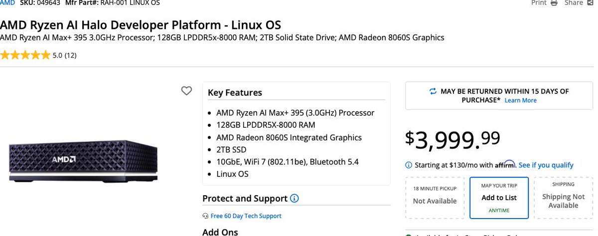 mfranz_on's tweet photo. NVIDIA Spark 64 GB $4999

AMD AI Halo 128 GB $3999

Could you explain me what is happening please? https://t.co/jqP9nywNfa