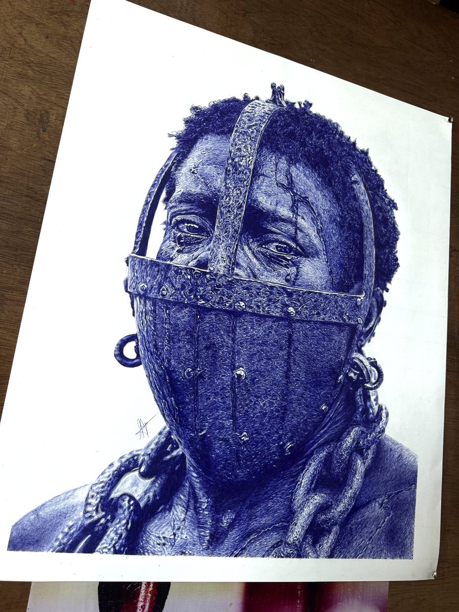 depenartist's tweet photo. Hello guys...
Here is my New Art,
Title: Echoes In Chains
Medium: Ballpoint Pen on Paper
This Piece tells the story of slave trade.
They were bound, beaten, and stripped of their freedom.
Kindly share your opinions and what you think https://t.co/gET3ncfIWq