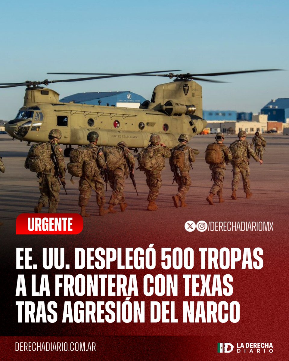 DerechaDiarioMX's tweet photo. 🚨🇲🇽🇺🇸 | URGENTE — GRAVÍSIMO: El gobierno de EE.UU. desplegó 500 soldados con helicópteros Chinook en el Río Grande tras recibir disparos desde territorio mexicano. Sicarios del narco, empoderados por la inacción de la 4T, abrieron fuego contra la Guardia Costera estadounidense, según reportó el medio NewsNation.