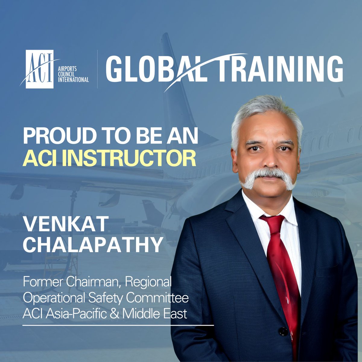 ACIWorld's tweet photo. From chairing a regional safety committee to teaching the next class of airport professionals 🌟

Meet Venkat Chalapathy, ACI Global Training Instructor. The former Chair of the ACI Asia-Pacific & Middle East Regional Operational Safety Committee now teaches our Safety and Operations courses.

"I believe in giving back to the industry that nourished my knowledge and shaped me as an aerodrome expert."

@ACIAPACMID