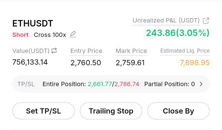 Official_Randy3's tweet photo. 🔴 SHORT $ETH/USDT | Cross 50X

✅ Entry: MARKET PRICE 

🎯 TP: 2661.77

🛑 SL: 2786.74

Apply Proper Risk Management

$BTC $ETH #Crypto #Altcoins #trading #tradingsignal #Memecoins #investing

𝗝𝗼𝗶𝗻 𝗢𝘂𝗿 𝗖𝗼𝗺𝗺𝘂𝗻𝗶𝘁𝘆 👇🏾
     https://t.co/pRv6u9vLQ3 https://t.co/e1qw1embbm