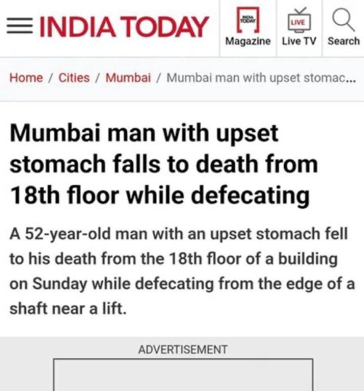 WorldWarPoo's tweet photo. The most Indian headline of all time https://t.co/HNw5kWfjJ4