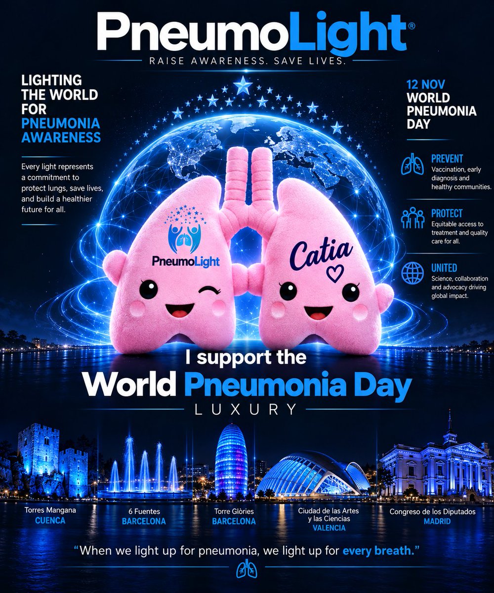 CatiaCilloniz's tweet photo. 💙 I support World Pneumonia Day.
Every breath matters. Together, we can raise awareness, protect lungs and save lives.
Let’s light up the world for pneumonia. ✨🌍🫁
#WorldPneumoniaDay #PneumoLight #EveryBreathMatters #RaiseAwareness #SaveLives https://t.co/61B0q4JHz6