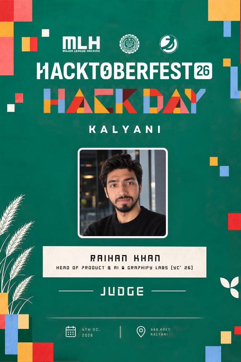 DC_KGEC's tweet photo. The rest of the panel is bringing product, AI &amp; entrepreneurship to the table

👨‍💻 Raihan Khan — Head of Product &amp; AI, Graphics Labs (YC ’26)
🧠 Sujal Shaw — Founder &amp; Director, Crafty Edge Solutions
👨‍💻 Soumyadip Chowdhury — Senior SWE, Red Hat

Now it’s your turn to impress them https://t.co/CjpKvOoyMk