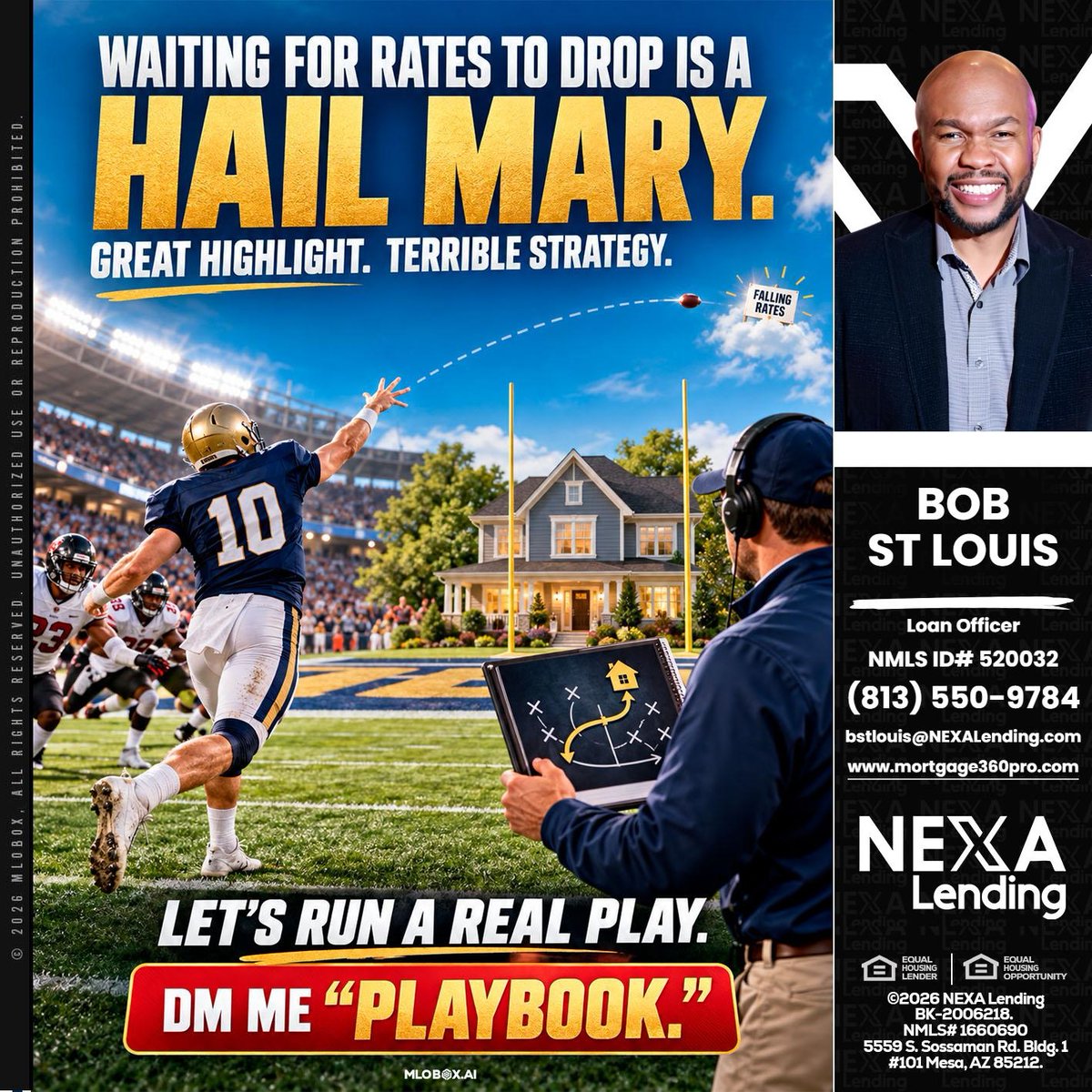 bobstlouis's tweet photo. Waiting for rates to drop? That’s a risky play! 🏈 Let's strategize for success in your home journey. DM me "PLAYBOOK" and let's create your winning game plan! 🏡 #HomeGoals #RealEstateAdvice #WinningStrategy

 📧 info@mortgage360pro.com

 📞 813-550-9784 https://t.co/HFs9kfL7JA