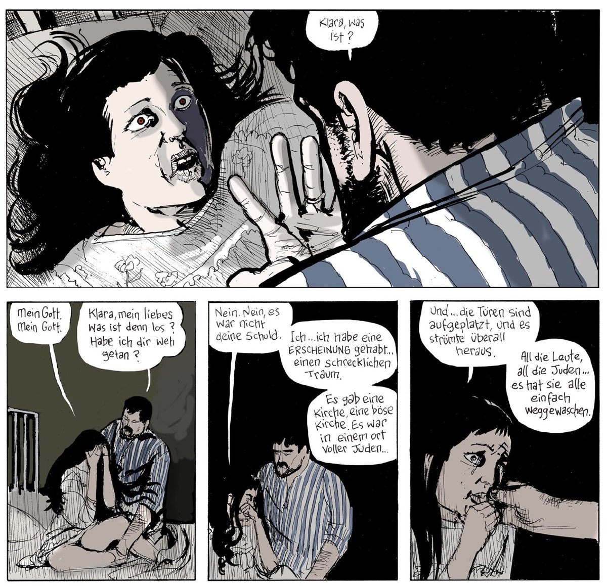 Darren_Mooney's tweet photo. The thing about “From Hell” is that it is such a dense world that you can just forget that Moore and Campbell open the chapter featuring the first murder with the literal conception of Adolf Hitler. In untranslated German.

What a comic.

(From Hell #3.) https://t.co/B0orkw2LYC