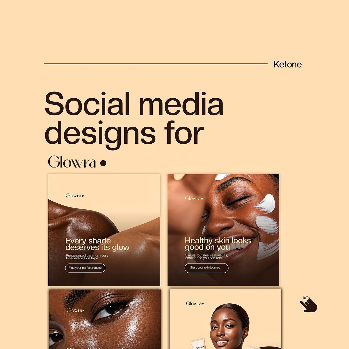 tokiloba's tweet photo. Day 19 of designing everyday 💪 Today's challenge was to design social media flyers for a fictional skincare brand, Glowra.

Glowra is a skincare brand that manufactures skincare products like moisturizers, sun screen, serum, cleanser etc. #graphicdesign #graphicdesigner https://t.co/A3GIKVPwX2