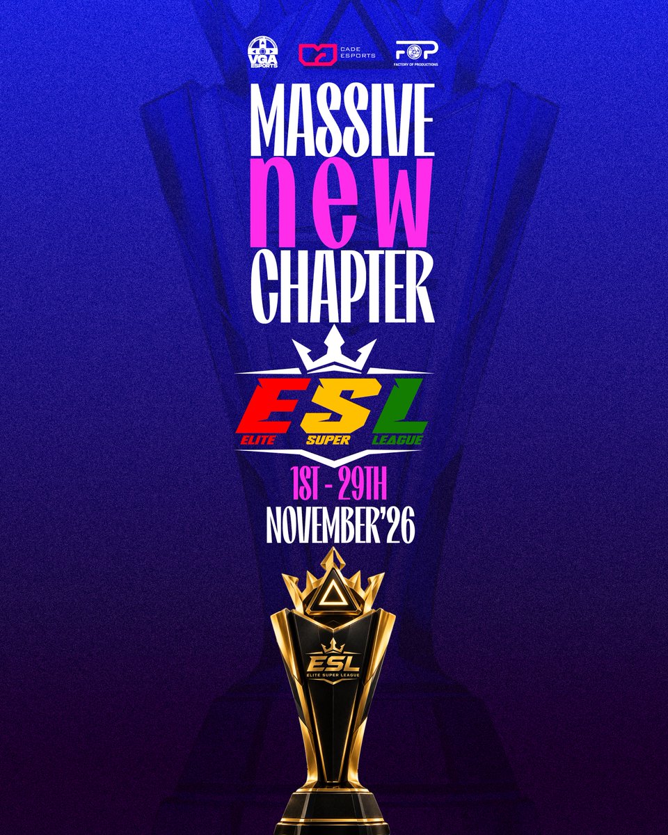 vgaesportshow's tweet photo. 🔥🏆 Introducing the Elite Super League (ESL)!

An Elite 16-player EA FC league, designed by @CadeEsport and powered by VGA Esports as part of GRiDLINES Phase 1, the official qualifying pathway to the VGA GRiD Main Stage.

But the journey doesn't stop there. 

The ESL also serves as a Road to the Cade Esports Rivalry Series, giving players the opportunity to compete, climb and earntheir way toward bigger stages. 🌍🎮

16 Players. One League. Multiple Opportunities.

#EliteSuperLeague #ESL #VGAGRiD27 #GRiDLINES #RoadToRivalrySeries #CadeEsports #VGAEsports