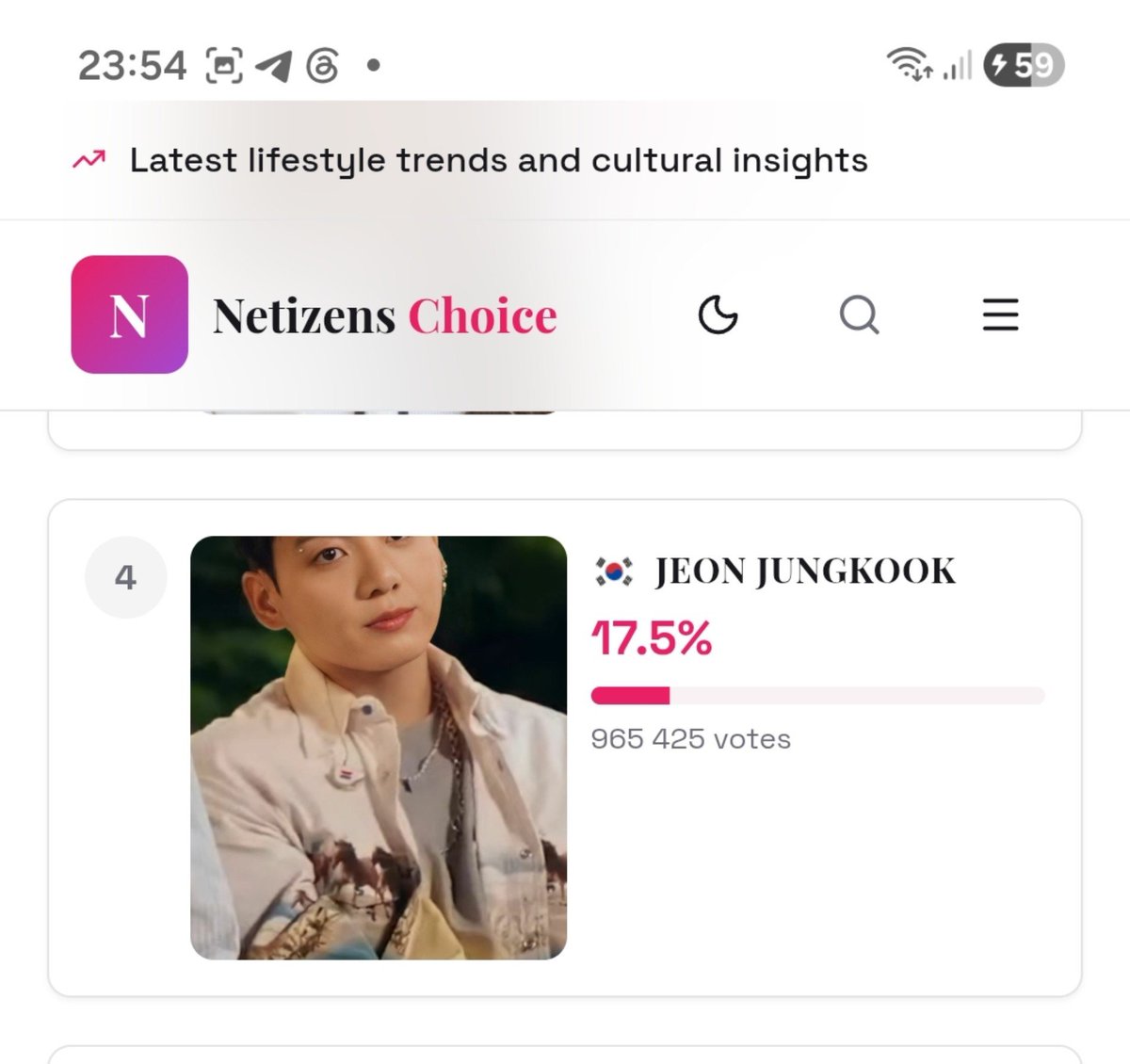 ABCDEFGHI_JKsun's tweet photo. Hi guys 👋❤️
Reminder 😉

Please try to vote every hour 🙏

KOREAN CELEBRITY OF THE YEAR ✨️
 
(We wanted to take first place, but dropped to third. It's sad😮‍💨)

https://t.co/VmcXDVMmQE

ASIAN CELEBRITY OF THE YEAR ✨️
(Jungkook is in 4th place.)
https://t.co/vcjEx8aO4e https://t.co/LwFQpRLPPA