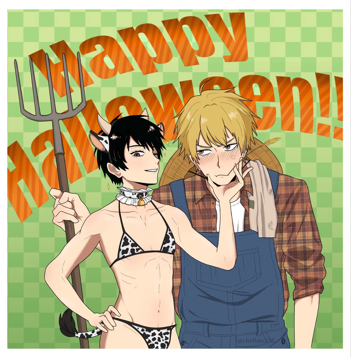 chr0me138's tweet photo. Happy Halloween Month! 🐮🎃🌾
#sziz #shizaya #シズイザ https://t.co/OlkQeejQAS