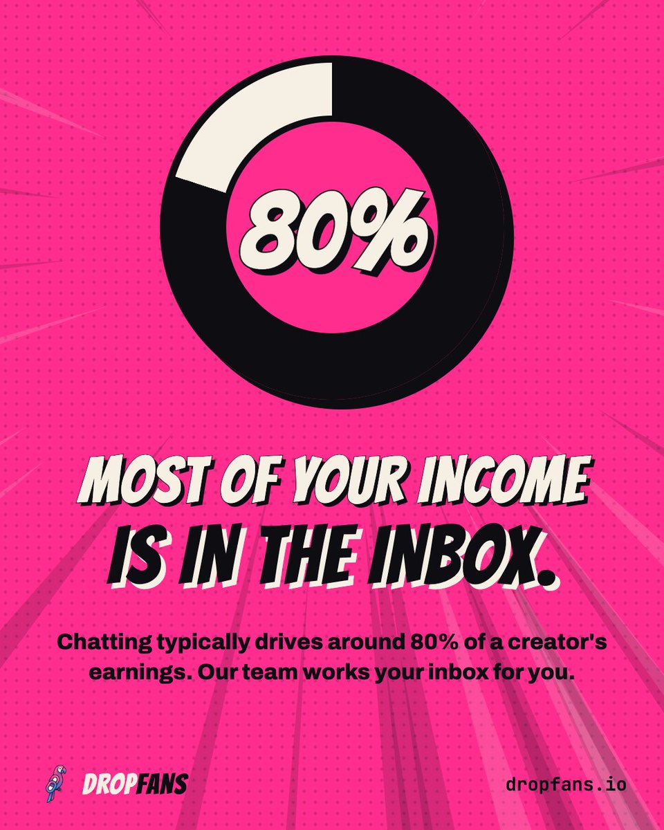 dropfanshq's tweet photo. most creators think the content makes the money. it doesn't. the inbox does.

chatting typically drives around 80% of earnings. https://t.co/pzQN0CvxOJ