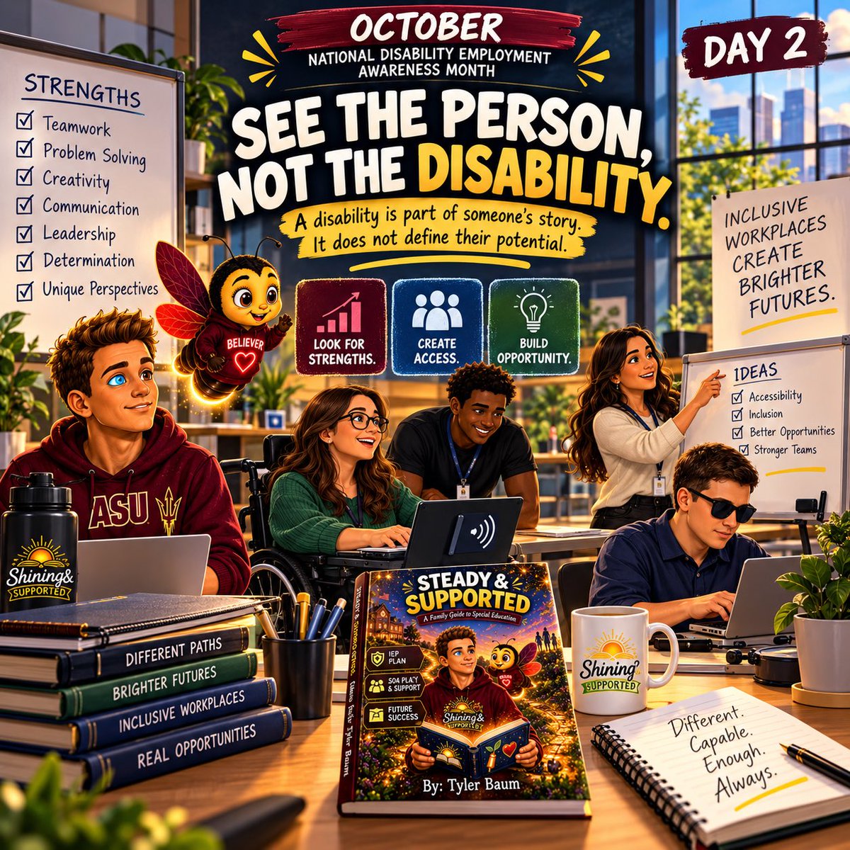 ShiningSupports's tweet photo. Day 2: See the Person, Not the Disability

A disability is part of someone’s story, it doesn’t define their potential.

Look for strengths. Create access. Build opportunity. 

Different. Capable. Enough. Always.

#NDEAM #ShiningAndSupported #DisabilityInclusion https://t.co/eYNDBgWpko