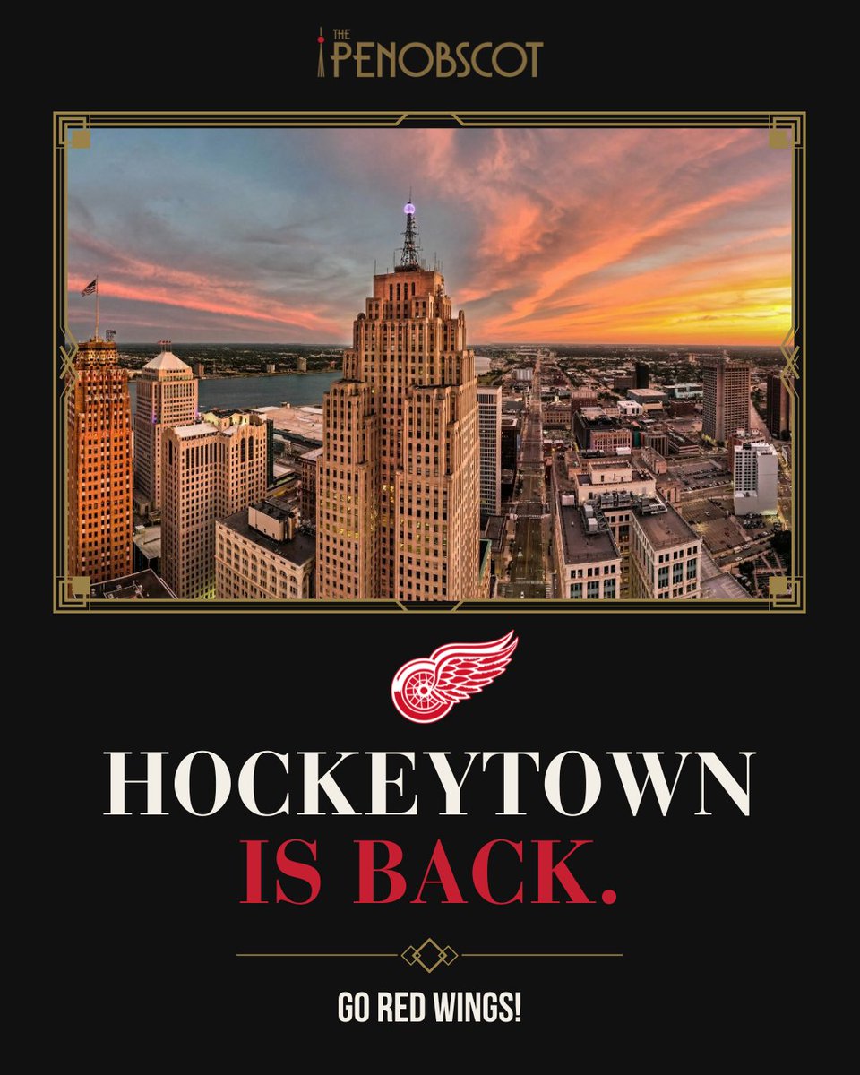 PenobscotDet's tweet photo. Hockeytown is back. 🏒

When your workday starts at the Penobscot Building, some of Detroit’s biggest moments are just minutes away.

#PenobscotBuilding #DowntownDetroit #Detroit #DetroitRedWings #Hockeytown #DetroitSports @detroitredwings https://t.co/vPdFhlhorS