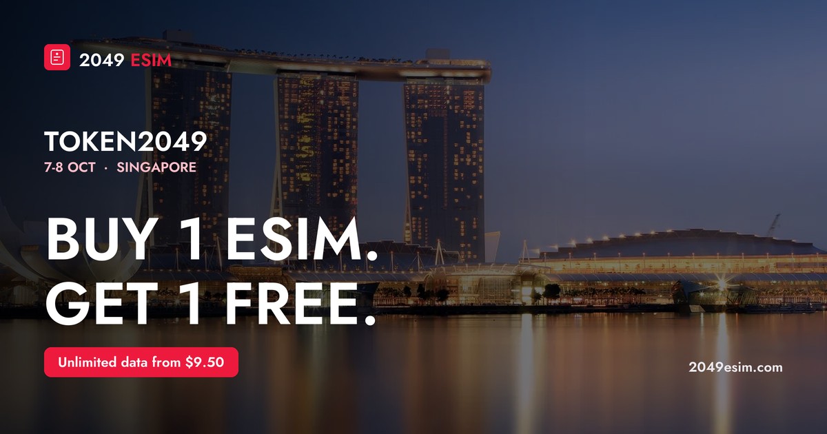 LesChtisW9Off's tweet photo. Your eSIM won't warn you before it dies. Carry a spare.

Get TWO Singapore eSIMs at the price of one on https://t.co/MjbXPe5lNu

Limited offer during TOKEN2049 week only https://t.co/3Ltrp37dCf