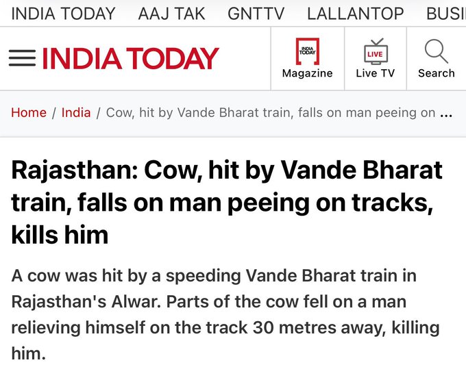 EnVeritas23's tweet photo. @WorldWarPoo This one is a contender for the title of most Indian headline ever too. https://t.co/DIBImayFvK