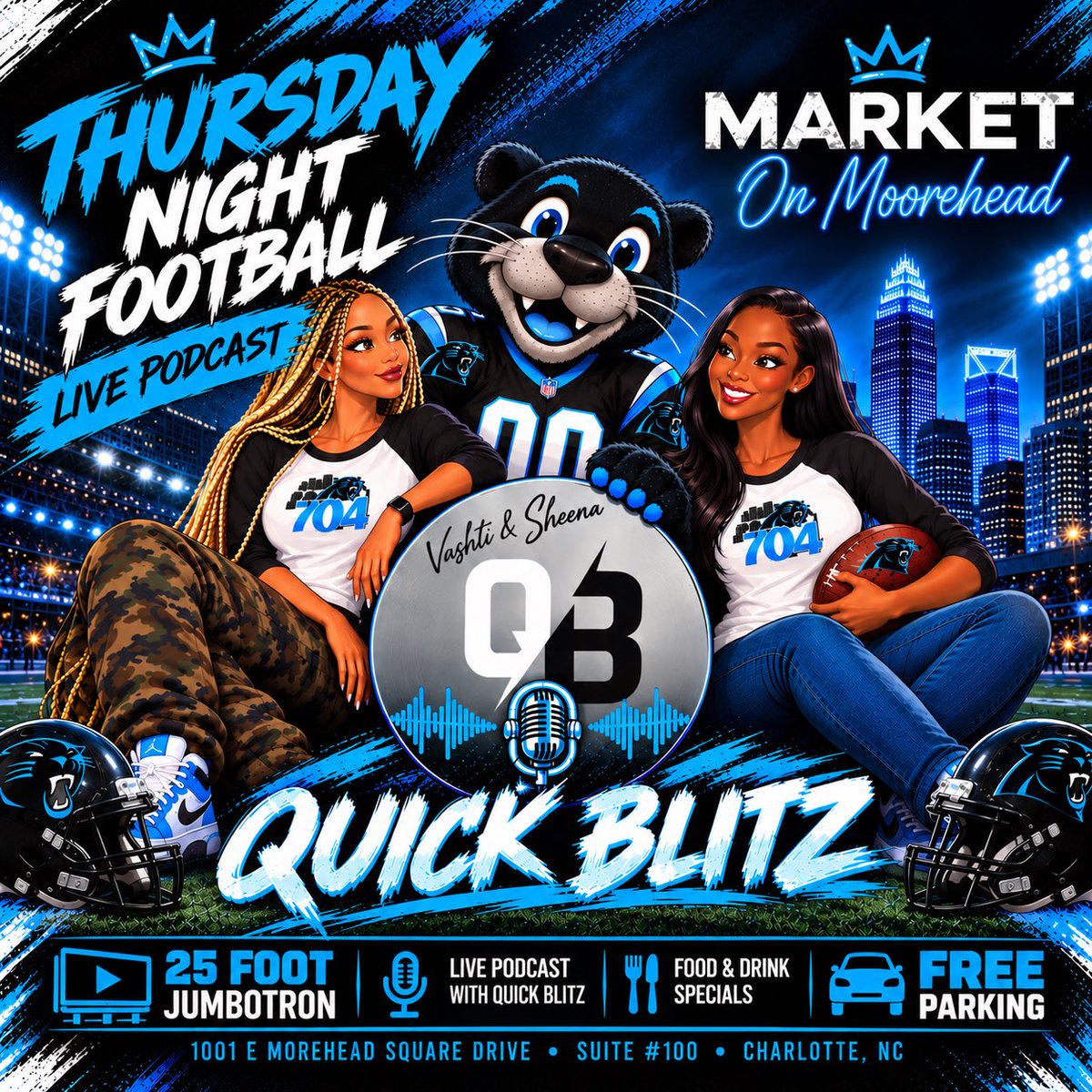 Sheena_Marie3's tweet photo. So excited to announce a live #QuickBlitz taping and watch party next Thursday, Oct. 8 at Market on Morehead for #TNF Bucs vs Cowboys! Join us for an extra entry into a raffle for a Panthers-Broncos ticket giveaway! https://t.co/TURPmAZvex