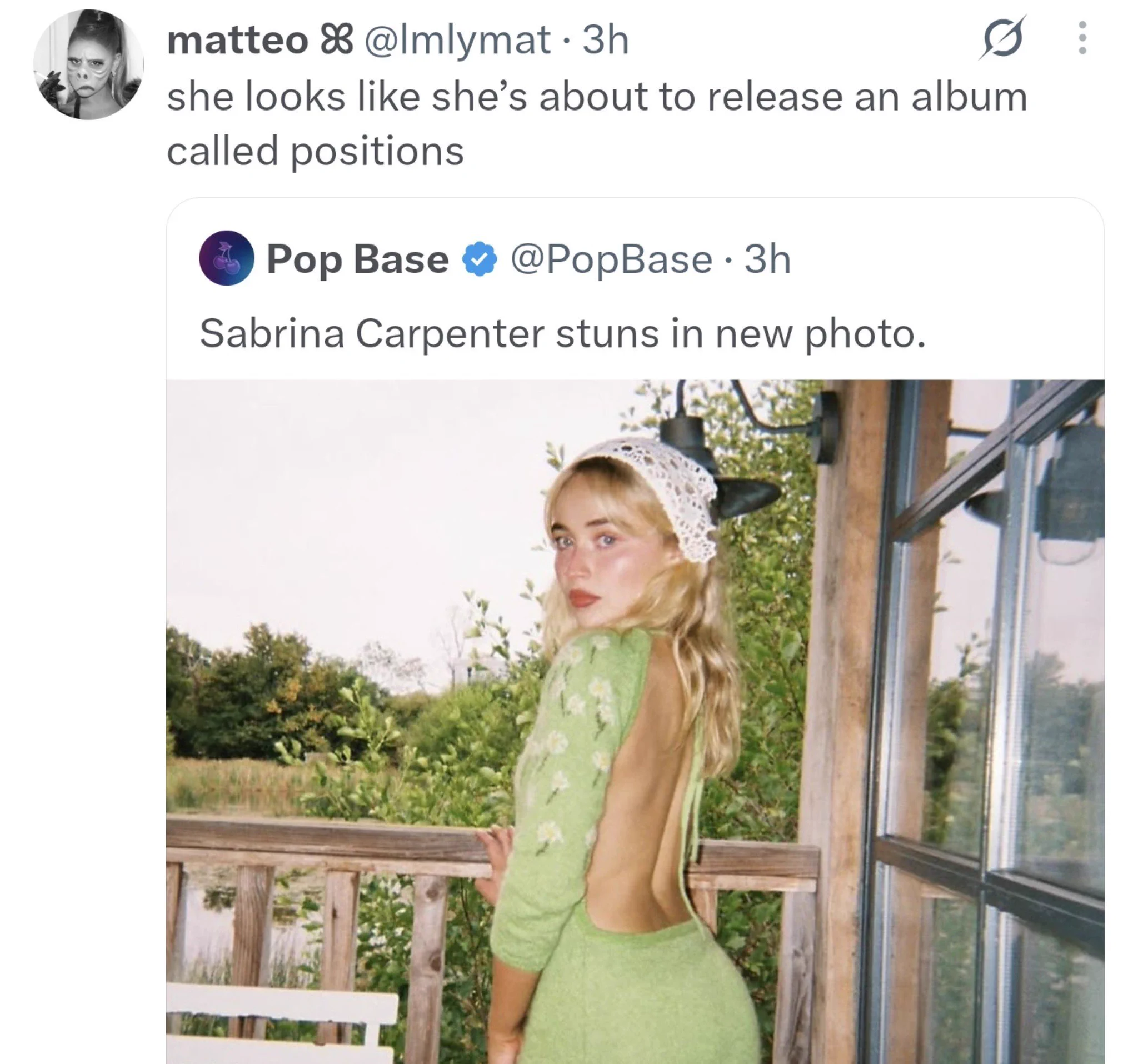 Sabrina Carpenter Stuns in Green Knit Mini Dress Campaign...