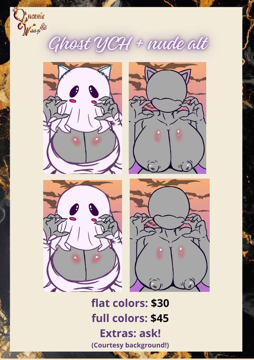 QueenieWasp's tweet photo. OCTOBER C*MMS AND YCH OPEN 🎃

- 5 SLOTS‼️
- contact here (comment first) or at my discord (link in bio) 
- only digital! https://t.co/0B5TxsV0bJ