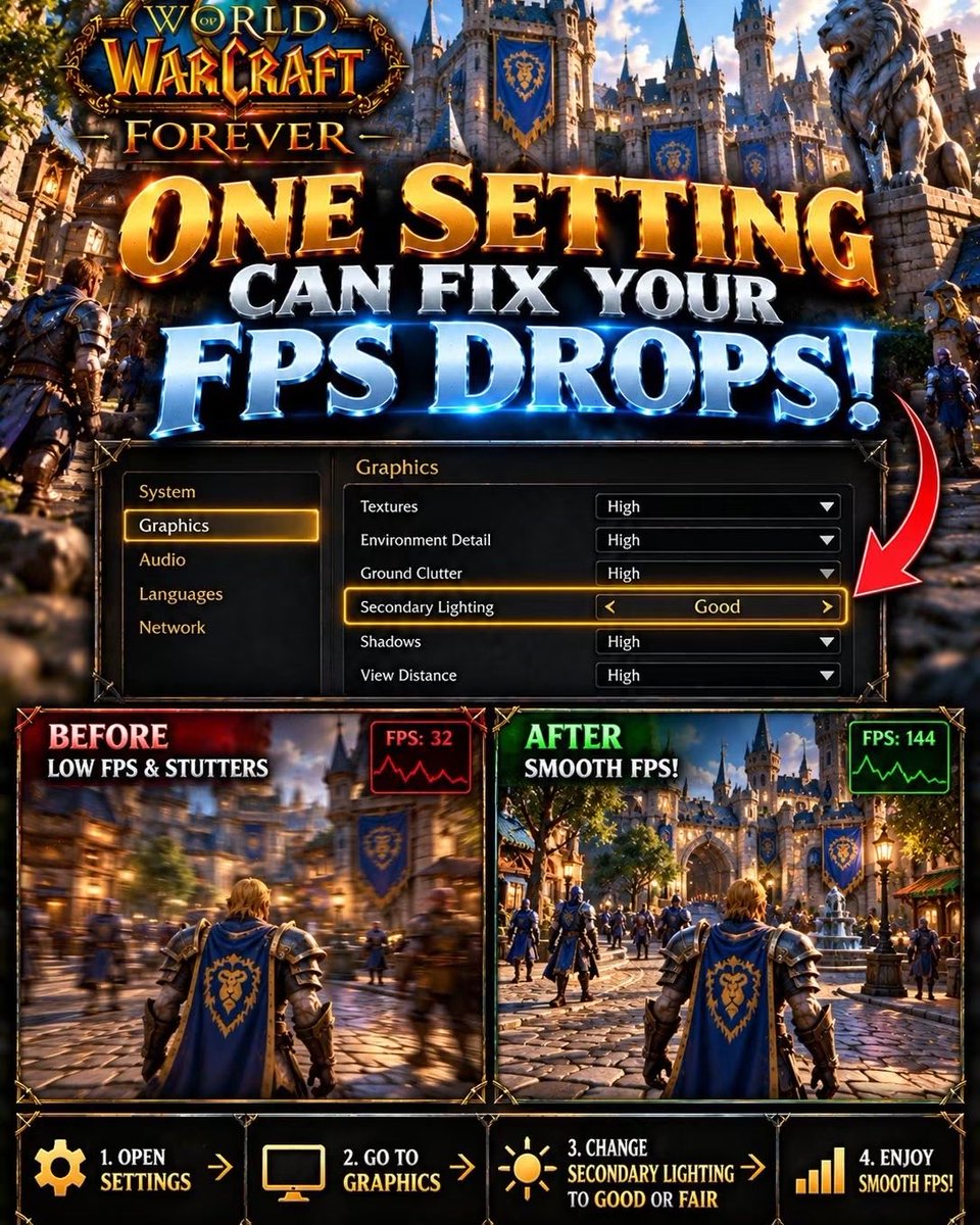 EnineTv's tweet photo. WoW Forever fps fix https://t.co/TMZ3wrjboG