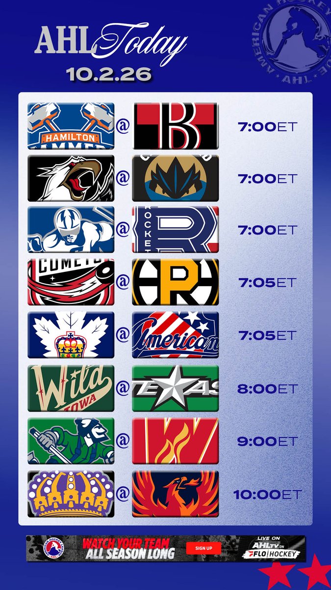 TheAHL's tweet photo. THE AHL IS BACK👊

#AHLToday | #AHL90
📅: October 2
📺💻📲: https://t.co/c7LpJVTydY https://t.co/ROl6EnlyTP