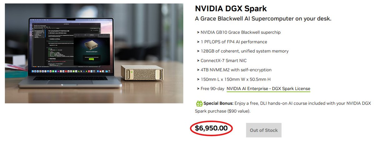 emjotde's tweet photo. Spark DGX 128GB price hike to 7K USD!
https://t.co/0QbkZH6GYg https://t.co/F8yXT3EJlV