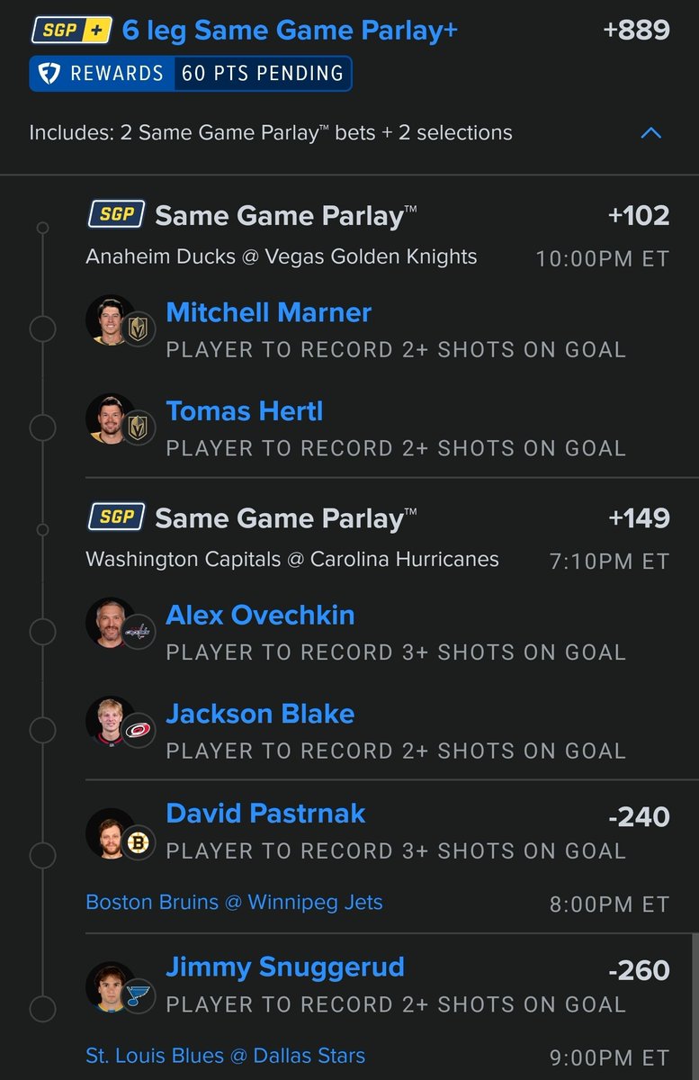 PGLProps's tweet photo. NHL | 6 Leg SOG Look | +889

#NHL #NHLProps #FanDuel https://t.co/sJL2KfdjXt
