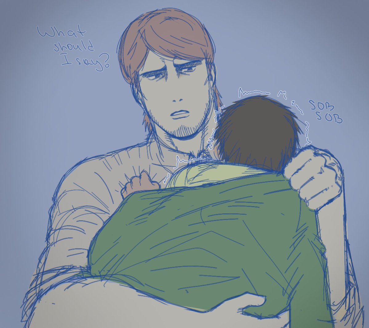 MK0G_'s tweet photo. quick sketch yes I just want Eren's friends to comfort him 
#aot https://t.co/Y5bSrXeVQx