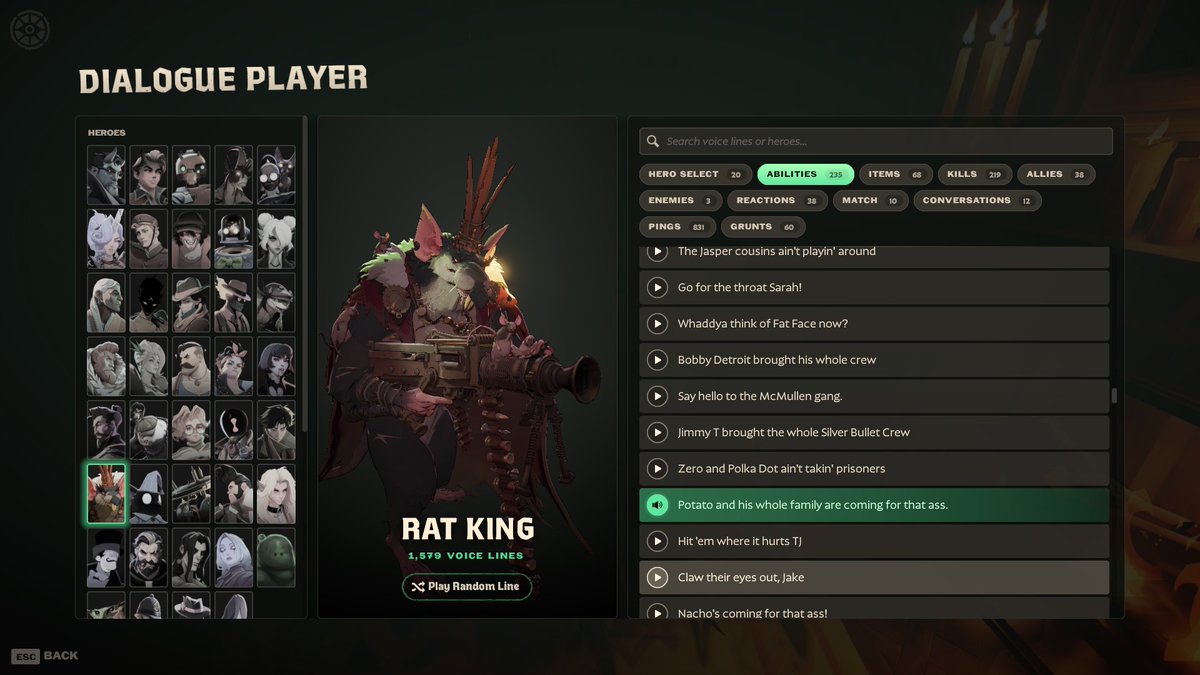 heavyfortress's tweet photo. HE'S GOT A BUNCH OF VOICELINES WHERE HE NAMES A BUNCH OF RATS I LOVE THIS GUY https://t.co/uBWjBCiusA