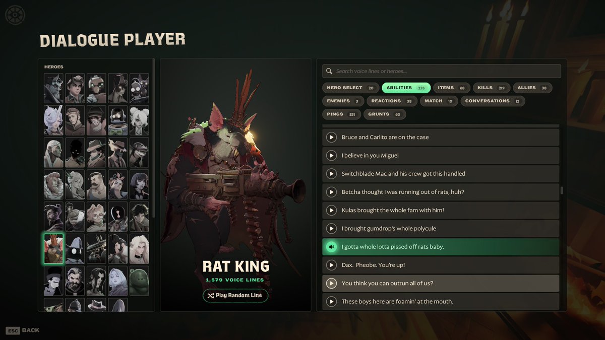 heavyfortress's tweet photo. HE'S GOT A BUNCH OF VOICELINES WHERE HE NAMES A BUNCH OF RATS I LOVE THIS GUY https://t.co/uBWjBCiusA