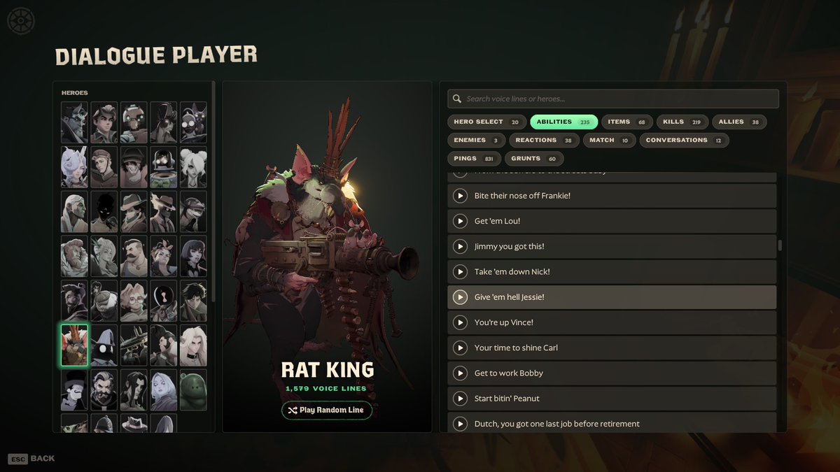 heavyfortress's tweet photo. HE'S GOT A BUNCH OF VOICELINES WHERE HE NAMES A BUNCH OF RATS I LOVE THIS GUY https://t.co/uBWjBCiusA