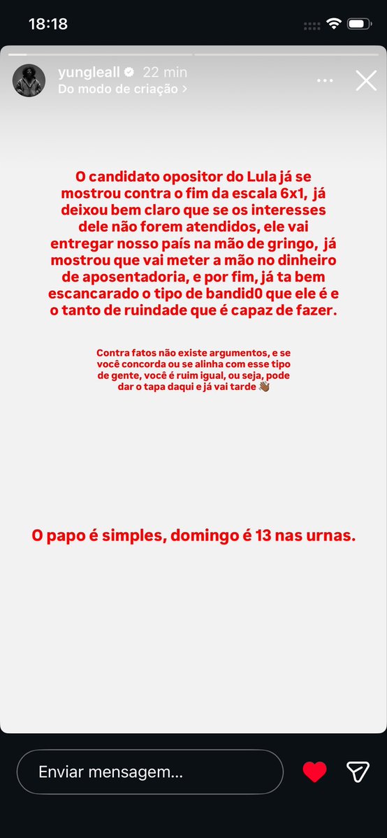 souoprince_'s tweet photo. “se você concorda ou se alinha com esse tipo de gente, você é ruim igual, ou seja, pode dar o tapa daqui e já vai tarde.”

caralho feliz demais com o leall se posicionando politicamente e deixando claro para parasitas da cultura que o rap tem sim um lado.

domingo é 13!✊🏾 https://t.co/rQ8zymAskR