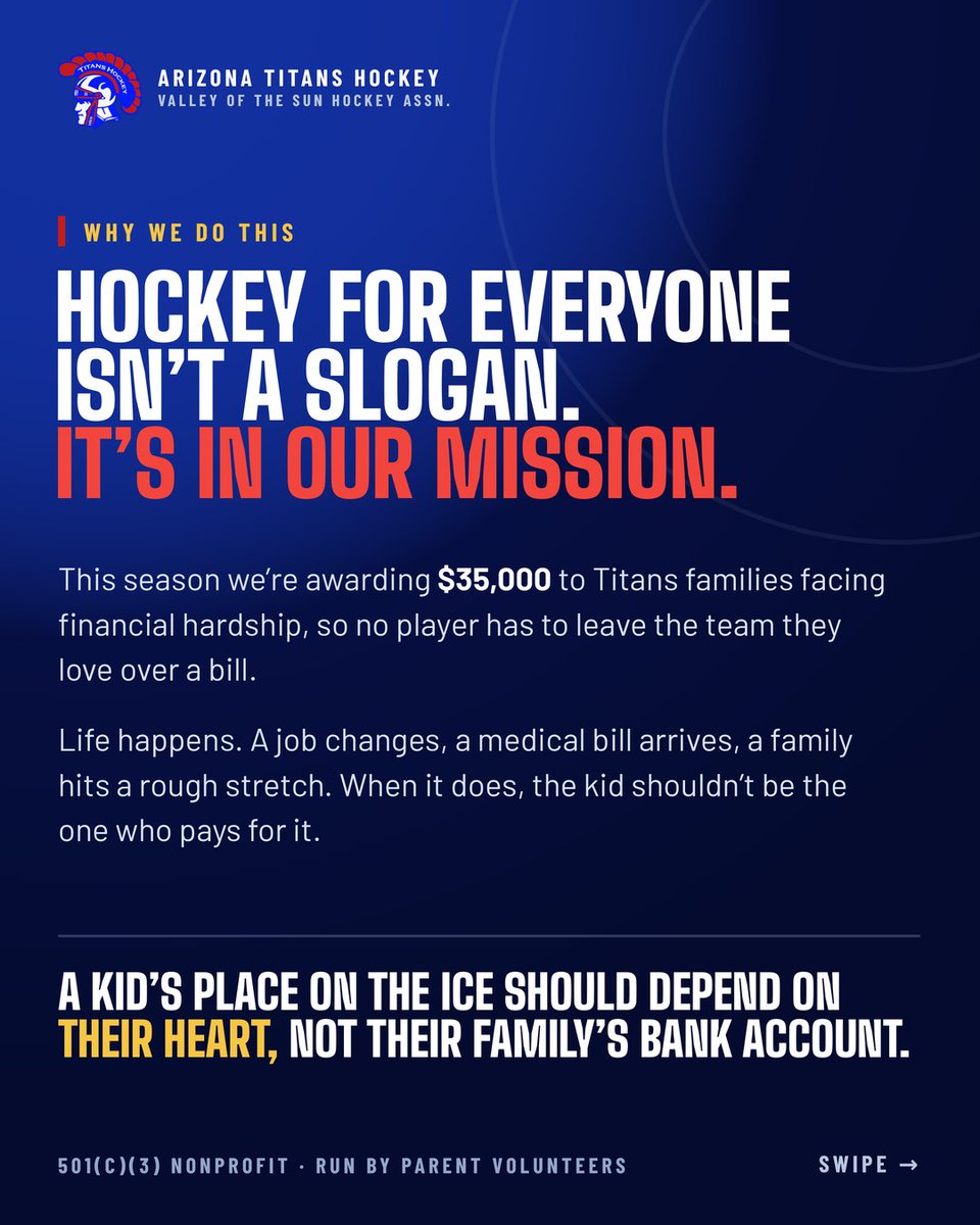gregdunaway's tweet photo. This is how you grow the game and keep kids skating in Arizona. 

Proud to share the Arizona Titans handed out $35,000 in scholarships this year! 

We're a non-profit organization dedicated to ensuring that HOCKEY IS FOR EVERYONE.

Want to help us out? https://t.co/x5t0Aw2oIq https://t.co/xGdntr0du4